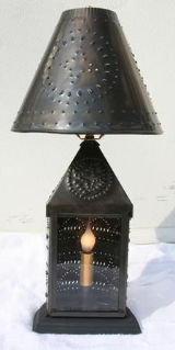 Old Time Pierced Tin Table Lamp