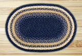 Braided Rug Oval Light and Dark Blue with Mustard