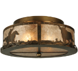 Cowboy and Steer Flushmount Ceiling Light 16''