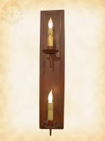 Vertical Double Arm Rustic Wood Sconce