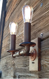 Industrial Steel Pipe Double Rustic Sconce