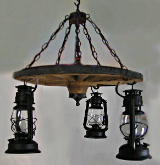 Wagon Wheel Indoor/Outdoor Chandelier Vertical Lanterns