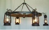 Wagon Wheel Indoor/Outdoor Chandelier Horizontal Hanging Lanterns