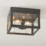 Double Ceiling Light with Brass Bars Country Tin Finish