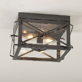Double Ceiling Light with Folded Bars in Country Tin Finish