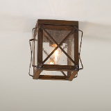 Rustic Ceiling Light with Crossbars in Rustic Tin