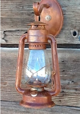 Old Time Rustic Oil Lantern Electric Wall Sconce