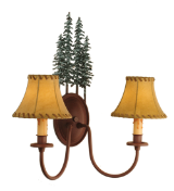 Pine Tree 2 Light Wall Sconce with Shades