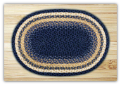 Braided Rug Oval Light and Dark Blue with Mustard