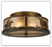Cowboy and Steer Flushmount Ceiling Light 16''