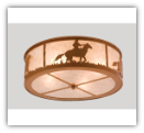 Cowboy and Steer Flushmount Ceiling Light 22''