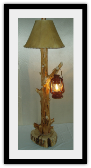 Juniper Wood Old  West Floor Lamp w/ Hanging Lantern