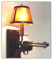 Horseshoe & Pistol Wall Sconce with Shade