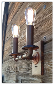 Industrial Steel Pipe Double Rustic Sconce