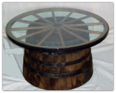 Wooden Wagon Wheel and Barrel Coffee Table