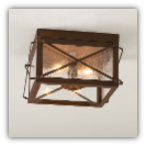 Double Ceiling Light with Folded Bars in Rustic Tin Finish