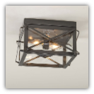 Double Ceiling Light with Folded Bars in Country Tin Finish