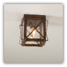 Rustic Ceiling Light with Crossbars in Rustic Tin