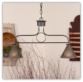 Franklin 6 arm Wrought Iron and Wood Chandelier