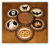 Halloween Trivets in Basket 7 Piece Set