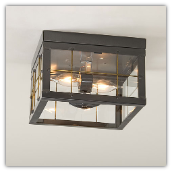 Double Ceiling Light with Brass Bars Country Tin Finish