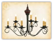Washington 2 tier Wrought Iron Chandelier with Wooden top