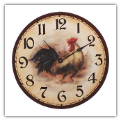 WOOD ROOSTER WALL CLOCK
