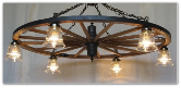 Wagon Wheel Indoor/Outdoor Chandelier With Glass Lights
